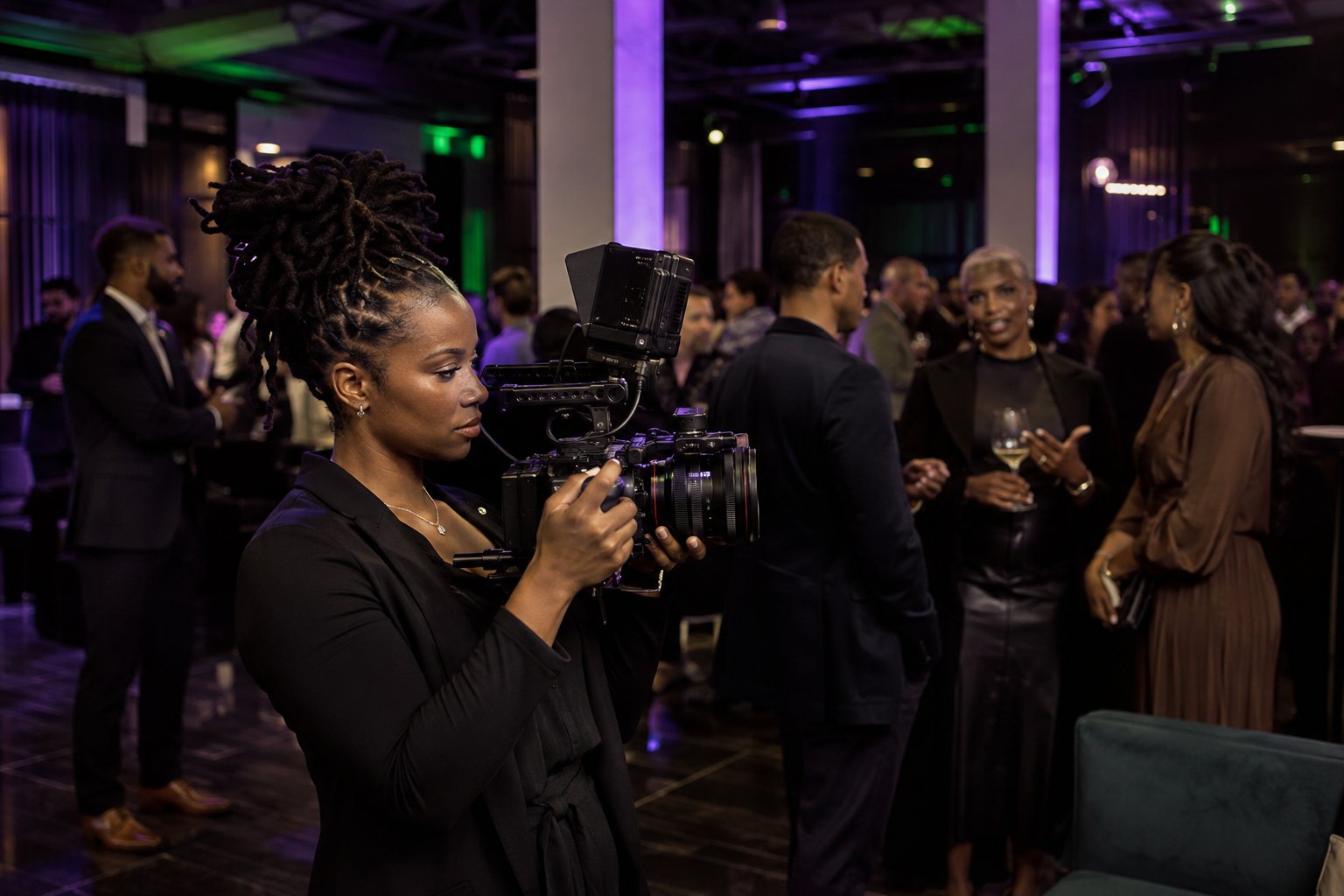 Videographer documenting an upscale community brand event
